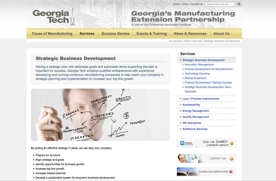 GaMEP website design - service page