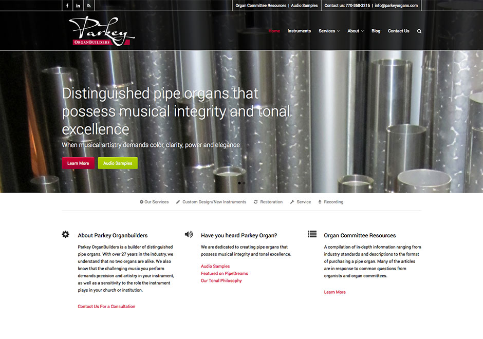 Parkey OrganBuilders - website design