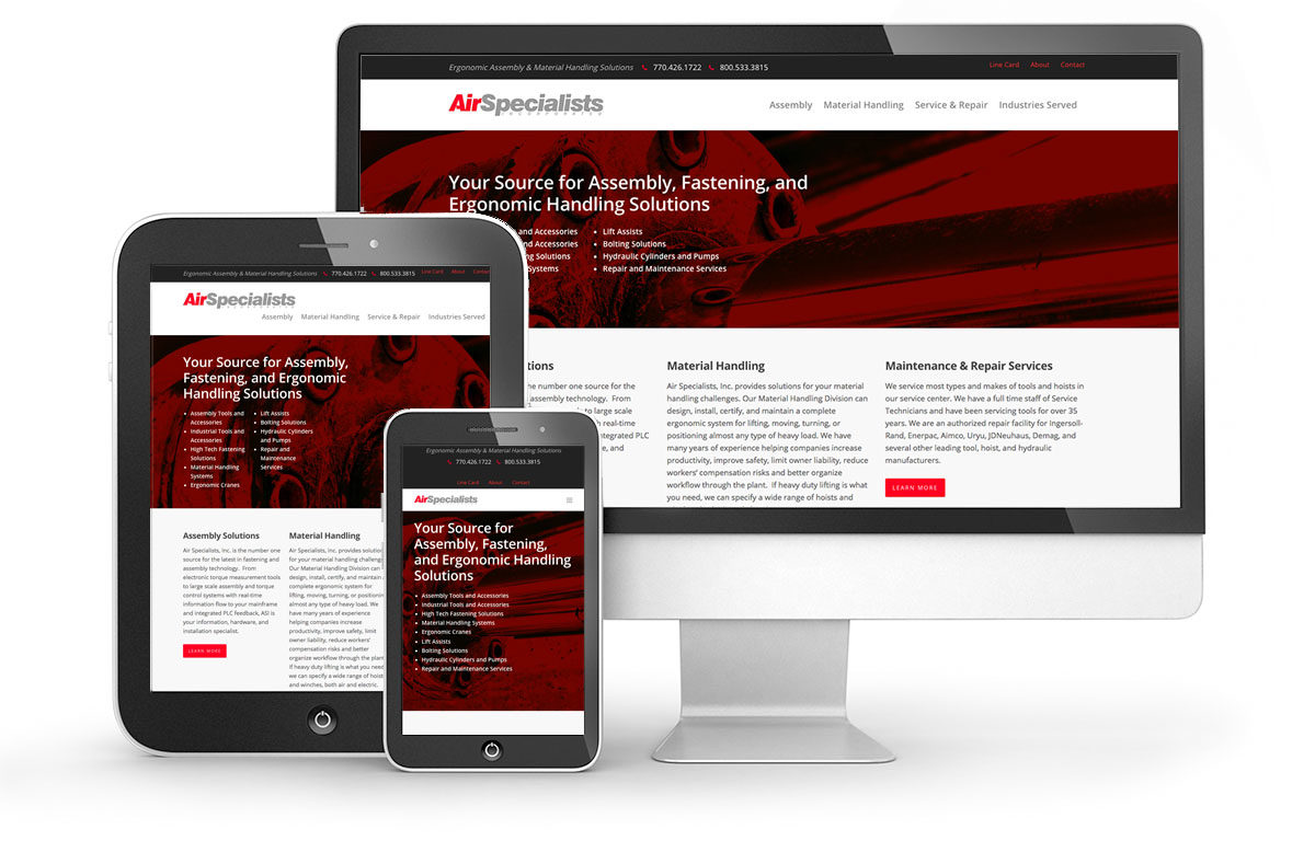 air specialists website redesign