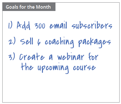 Goals for the month sample content